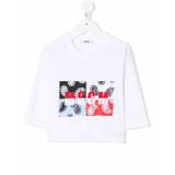 MSGM Kids - t-shirt med lappdesign och logotyp - barn - bomull - 4 år - Vit