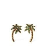 Palm Crystal & Brass Clip-on Earrings