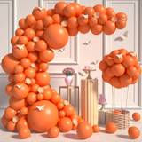SHEIN 117pcs Orange Balloon Garland Kit - 18/10/12/5 Inches Different Size Orange Qualatex Balloons As Party Decor For Bachelor Party Graduation Wedding Bab
