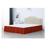 Sängkjolar kappor enfärgad sängkappa med ytdrottning kung lätt på/lätt av sängkappa storlek 35 cm höjd för tvilling/full/drottning/king size-säng kjol (färg: Orange röd, storlek: Full)