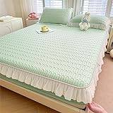 Super King Size Fitted Sheet,Summer Cool And Skin-Friendly Mattress Protector，Children'S Bedroom Cartoon Printed Latex Bedding Sheets,light Green A,180 * 200cm (1pcs)