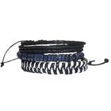 Les Trésors De Lily [R3459] - Bracelet ethnique cuir 'Kilimanjaro' noir bleu - largeur 3 à 4 cm