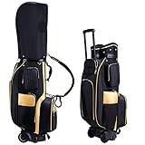 Golfvagnstransportväska för män kvinnor, golfvagnsväska med hjul, golfreseväska med 5-vägsavdelare, svart