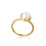 Small Pacific 18K Gold Ring w. White Pearl - 51