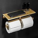 Bathroom Rack Solid Brass Bathroom Towel Rail Shelf Rack Towel Bar, Toilet Paper Holder, Robe Hooks, Bathroom Accessories Kit Bathroom Decor (Dual Use Tissue Rack)