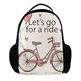 Personlig ryggsäck för kvinnor och män vintage Let's Go for a Ride cykel skola resa arbete ryggsäck, flerfärgad, 27.5x13x40cm, Ryggsäckar