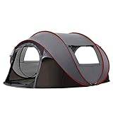 Pop Up-tält Instant Tält, 3-4 personer, campingtält för familj, enkelt vattentätt tält, lämpligt för 3 säsonger (Färg: grå)