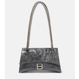 Balenciaga Crush Small metallic leather shoulder bag - grey - One size fits all