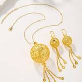SHEIN 1 Fashionable And Trendy Gold Hollow Ball Set Necklace And Earrings Exclusively For Girls, Only For You To Own
