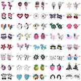 LOLIAS 40 par snygga tecknade örhängen för kvinnor, flickor, blandade frukter, söta djur, fjäril, stjärna, örhänge, smyckesset