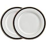 Förbered skålar Ceramic Dinner Plates - Porcelain Classic White Lunch Plates with Black Edge - Dining Party Restaurant Round Serving Dish for Steak, Pizza, Salad, Pasta, Pie, Set of 2,8Inch (Size : 1