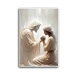XNMPZXTI 'Always with You' tryck kristen konst Jesus och kvinna som ber Jesus målning mormon digital konst digital kristus konst bibelkonst kanvas väggkonst affisch (ramlös, 70 x 100 cm)