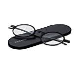 ThinOptics Manhattan läsglasögon 2.0 svarta ramar + Milano magnetiskt fodral - kompakta hopfällbara läsglasögon 2,00 styrka läsglasögon