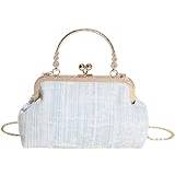 Denim axelväskor för kvinnor tygkasse hobo-väskor handväska skolväska crossbody väska med kedjerem, Ljusblått