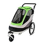 Lättviktsvagn för husdjur Kan kopplas till cykelvagn for husdjur, stor rymdhund- och kattvagn, gå ut for att leka vagn för hundar/katt på resan (Color : Green)