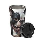 Termos kaffe resemugg 500 ml Boston Terrier isolerad kopp dubbelvägg vakuum rostfritt stål tumlare för bil hem kontor camping