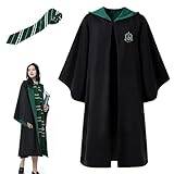 Magisk rock, magiskt uniform, med kappa och slips, för karneval, halloween, Harry Potter cosplay kostym (M, grön)