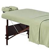 Master Massage flanell uppsättning av 3 överdrag resårlakan lakan, örngott för massagestol, salong bomull – mint