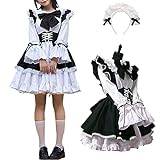 Prevessel Franskt hembiträde tjusigt klänningsset, anime lång klänning, traditionell Alice maskeraddräkt svart och vitt förkläde kvinna klänning cosplay kostym för fyra säsonger
