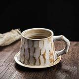 Retro keramiska kaffekoppar och fat uppsättning kreativa koppar japansk grov keramik mugg hemkonst muggar (I)