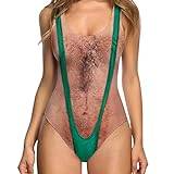 YEJSERE Sexig rynkad baddräkt för kvinnor, rund hals, spaghettiband trimmer bikini sko, Grön-1, S