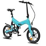 SachsenRAD Vikbar elcykel F12,16"bärbar elcykel,smart e-cykel med 3 körlägen,Magnesiumramen väger endast 19 kg,assisterad pedaler, justerbar höjd,vuxen unisex,Lagunblå