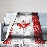 Retro Kanada flagga mode flanell sängfilt, mysig filt mjuk och varm sofffilt, sovrumsfilt. 60 x 50