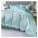 Luxury 120 Thread Count Cotton 4 Pcs Duvet Cover Butterfly Embroidery Quilt Cover Naked Sleeping Flat Sheet Pillowcase,Lakan