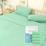 Engångslakan, bärbara hotellreselakanset med påslakan och 2 x örngott, dubbla sängkläder förtjockat påslakan för hotell spa affärsresa sjukhus (grön)