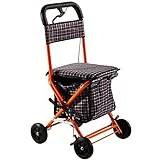 QHYXT Elderly Walker Hopfällbar Bärbar hushållsvagn Handikappad gånghjälp med handbromsar med shoppingväska Lätt kompakt Fast