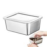 Buerfu Rektangulära matförvaringsbehållare,Täckta matförvaringsbehållare - Freshlock Metal Box | Säker återanvändbar matbehållare i rostfritt stål för kök, hem, matrester, lunch