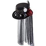 Fituenly steampunk hattar med glasögon och slöja viktoriansk punk hatt halloween kostym hatt för kvinnor