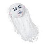Abaodam 1 St Vithårig kvinnlig spökmask vuxen mask halloween skräckmasker skrämmande halloween heltäckande mask spökmask för långt hår studentbal helmask spöke Kläder rekvisita