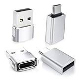 Basesailor USB C-adapter, 4 stycken, typ C-uttag till USB A-kontakt, laddningskabel, Thunderbolt 4 OTG-omvandlare för Apple MacBook, iPhone 15 14 13 12 11 Plus Pro Max Mini, Samsung Galaxy S23 S22