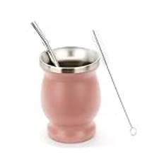 coserori Rostfritt stål tekopp tekopp tekopp set för isolerad sugrörskopp isolerad enkel kopp lätt att använda rosa