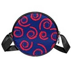 Små crossbody-väskor för kvinnor,rund axelväska,Spiral virvelränder blå,Mobilväskor Handväskor