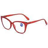 Vevesmundo Läsglasögon för kvinnor, blåljusfilter, kattögon, design, stort, modernt fjädergångjärn, antiblåljus, läshjälpmedel, synhjälp, glasögon, 1 styck röda läsglasögon, 2.25
