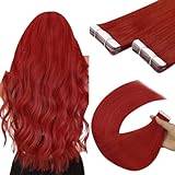 YoungSee Tape in Extensions Red Tape Extensions Människohår Rött Remy Human Hair Extensions Tejp i rött Rakt hår 10st 50cm Tejp i Extensions Människohår Röd 25g Human Hair Extensions Tejp Röd