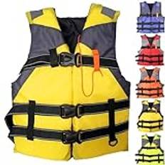 Badväst för vuxna och barn, justerbar flytväst med rem och säkerhet för paddelbräda, kajak, vattensporter (XL: 70-85 kg, gul)