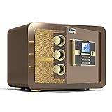Kassaskåp Stål Brandsäkert kassaskåp, Säkerhetsbox för hemmakontor, Elektroniska lås Säkerhetsförvaringsskåp (Brun, 40x36x32cm) (Brun 25x35x25cm)