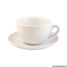 Ancap - Verona Coffee Cup & Saucer 260ml - vit kopp med fat för kaffe eller latte - 260ml