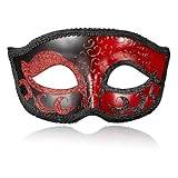 MYSEUNI 2024 Ny röd maskerad mask för män – retro venetiansk herr maskeradbalmask för maskerad halloweenfest Mardi Gras mascaradboll