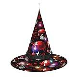 ZISHAK röda skelett halloween häxa hatt LED-belysning tillbehör – perfekt för fester och rollspel