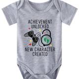 Achieve Ment Unlocked New Character Created Game Console Pattern Graphic Newborn Romper Baby Creeper Clothing Pregnancy Notice