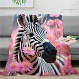 Zebra 3D-tryckt filt flanell djur tema filt sängkläder överkast mjuk mysig plysch fluffiga gåvor för semester säng soffa för pojkar flickor 200 x 230 cm (80 x 90 tum)