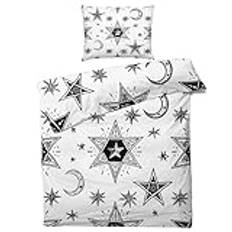 Star Moon påslakan king size sängkläder set 3 delar – ultramjukt borstat mikrofiber påslakan och 2 örngott – med dragkedja – K&T301