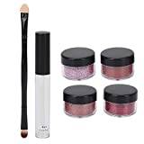 EVTSCan 4st 0.4oz Lip Glitter Powder Vattentätt Shiny Lip Powder 4ml Lip Primer Brush Set Cosmetics (Red Series)