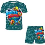 Barn Baby Pojkar Flickor Dräkt Utskrift Korta ärmar Super Zings Anime Tecknad T-shirt+Shorts 2st Barn Baby Set Kläder Kostym