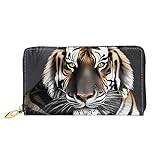 Tiger At Rest kvinnors lång plånbok, reseplånbok, stor kapacitet lång plånbok, dragkedja plånbok, 18 x 11 cm, Svart, One Size