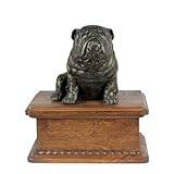 Art-Dog Urna för hundaska - Handgjorda minnesmärken med kallgjuten bronsstaty - Custom Pet Memorial Urna för husdjurets namn, datum och skulptur – 8,3x11,4x4,3” – Engelsk bulldogg